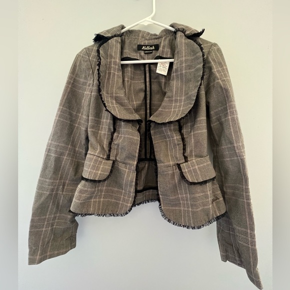 Killah Jackets & Blazers - Killah Gray Blazer with Pink and White Thread